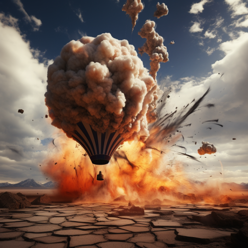 Vibrant hot air balloon explodes across chessboard Vibrant hot air balloon explodes across chessboard