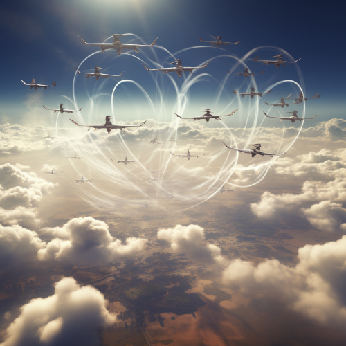 Visualization of Aircrafts Cycling Around Central Cloud Visualization of Aircrafts Cycling Around Central Cloud