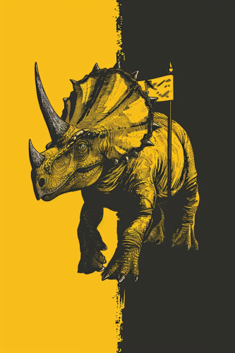 Hufflepuff Triceratops Flag - Harry Potter Inspired Design