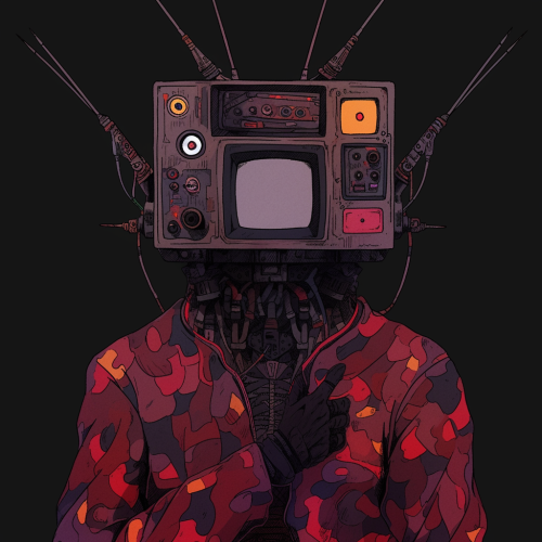 Realistic Human Android Illustration in 1990s VHS Anime Style