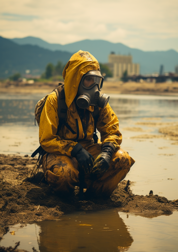 Serene human stage diving by the sea