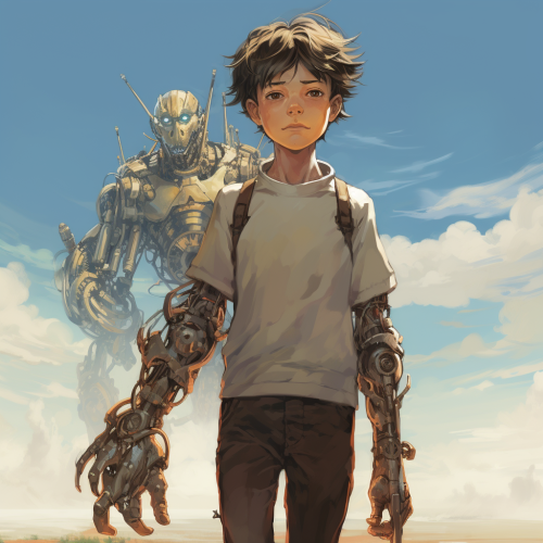 Human with Robot Arms - Ghibli Style
