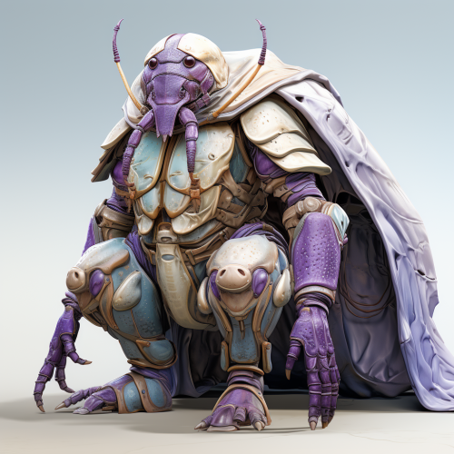Humanoid beetle with bioluminescent veins wearing clothes Humanoid beetle with bioluminescent veins wearing clothes
