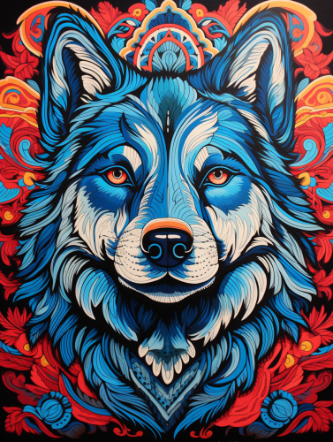 Husky Neo-Pop Victorian Melting Linocut Album Artwork