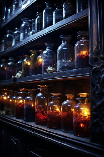 Dark and mystical alchemy lab