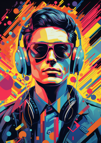 Hyper-realistic Pop-Art Fusion DJ Illustration  ?