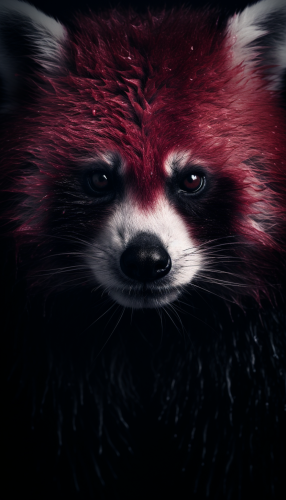 Hyperealistic panda portrait with dark and stained background