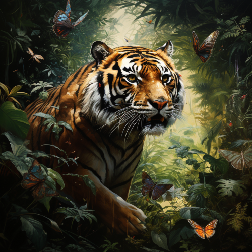 Hyperrealistic Tiger in Jungle