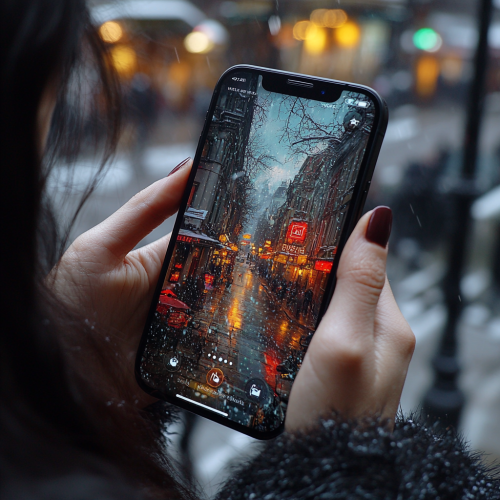 iPhone 13 showing Reddit news, held by black-haired woman.