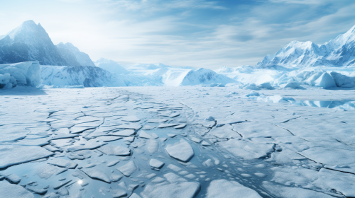 Spectacular crack on ice river