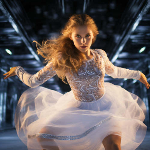 Ice skater showcasing incredible power