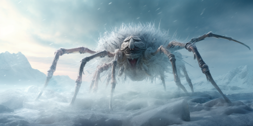 Majestic Ice Spider in Snowy Landscape