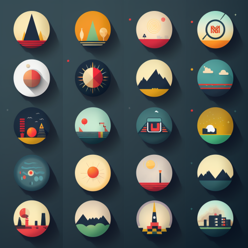 80s Retro Style Flat Icons