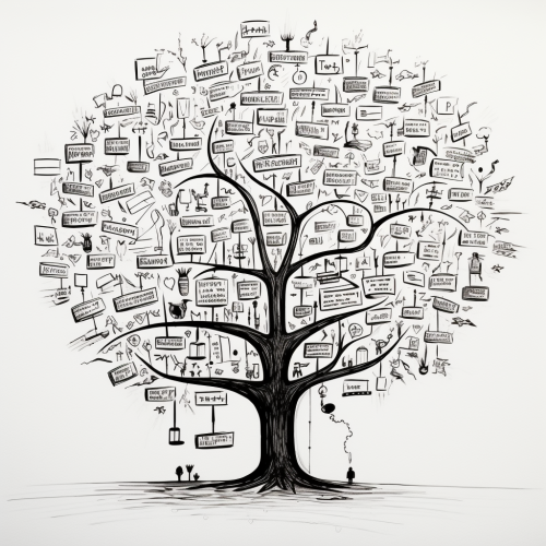 Minimalistic black and white idea planting and growth process