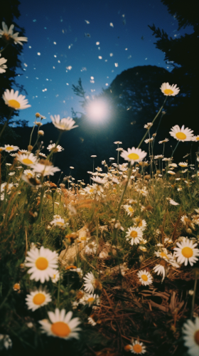 Idyllic nature utopia with animals and wildflowers