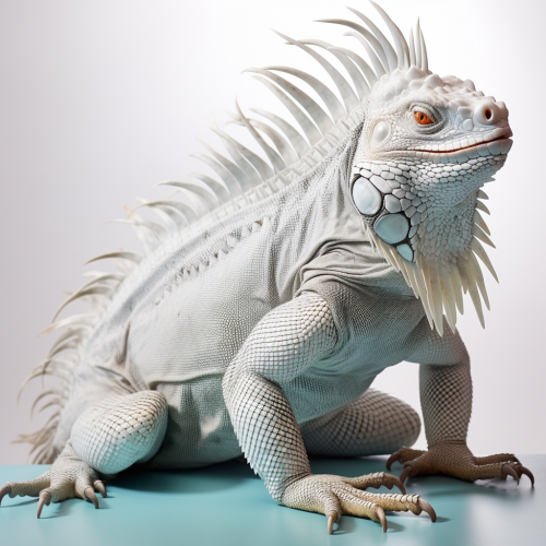 Majestic iguana on white background