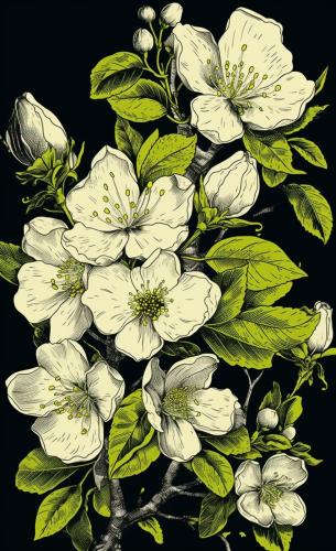 Monochrome cherry flowers illustration Monochrome cherry flowers illustration