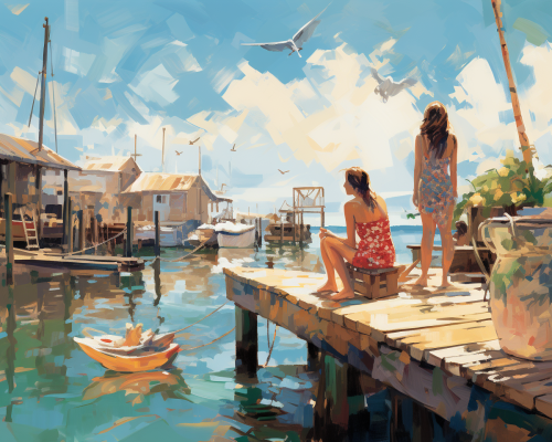 Impressionist Dock by MidJourney Prompt