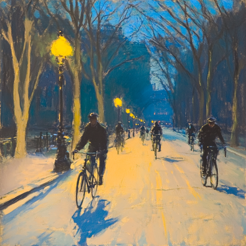 impressionist painting cyclists in washington