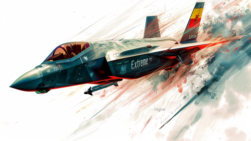 Jet F35 Flying Extreme Flight Spanish Flag