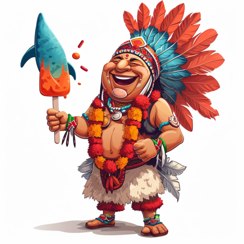 Indian Chief with Dolphin-shaped Popsicle