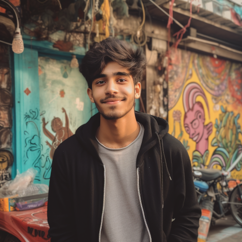 Indian college student studying