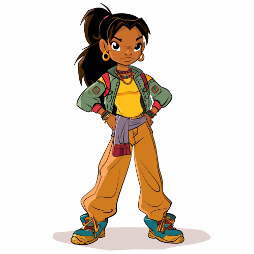 Indian girl in 90s animation style Indian girl in 90s animation style
