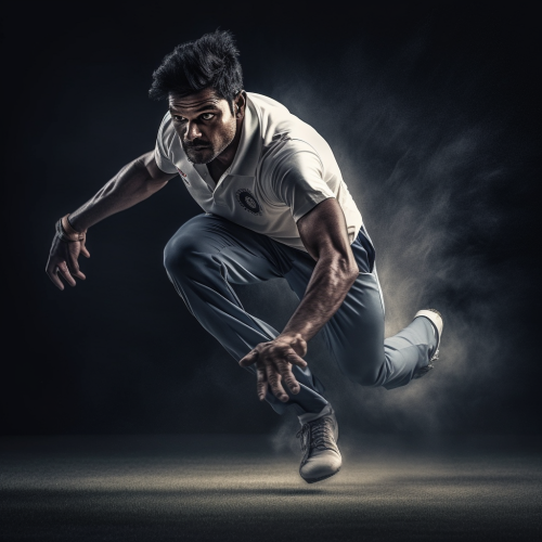 Indian cricket bowler in action  ?