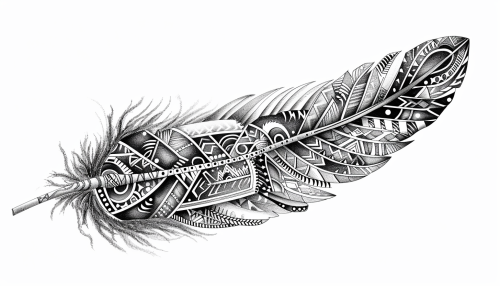 Indian Feather Symbol in Black and White