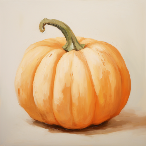 Artistically Painted Pumpkin on Beige Background