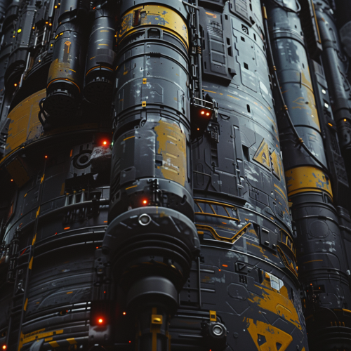 Closeup Industrial Spaceship Dark Yellow Closeup Industrial Spaceship Dark Yellow
