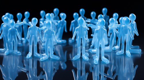 3D plastic people in blue mold  ?‍?