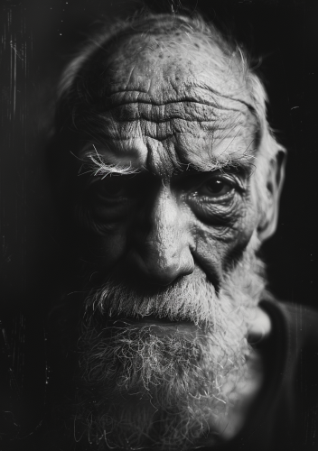 Creepy black and white human portrait