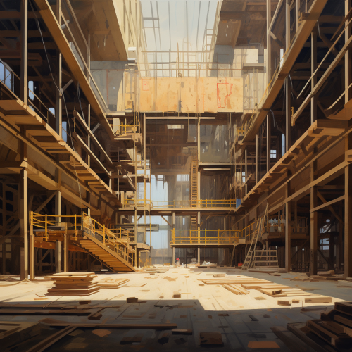 Interior construction design panels at construction site