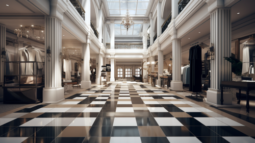 Spacious interior of closed stores