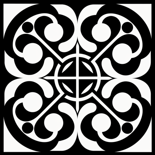 Black and white intersecting circles and helices Black and white intersecting circles and helices