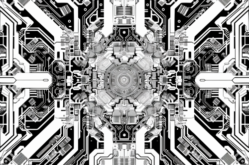 Intricate Psychedelic Circuit Processor Lines