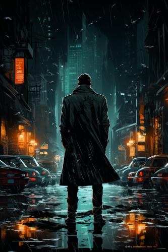 Invisible man in futuristic city