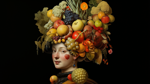 Artistic depiction of woman using iPhones