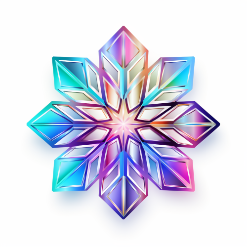 Iridescent snowflake on white background