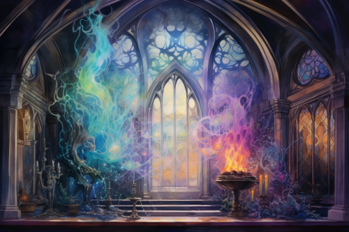 Beautiful healing chamber with iridescent watercolor art