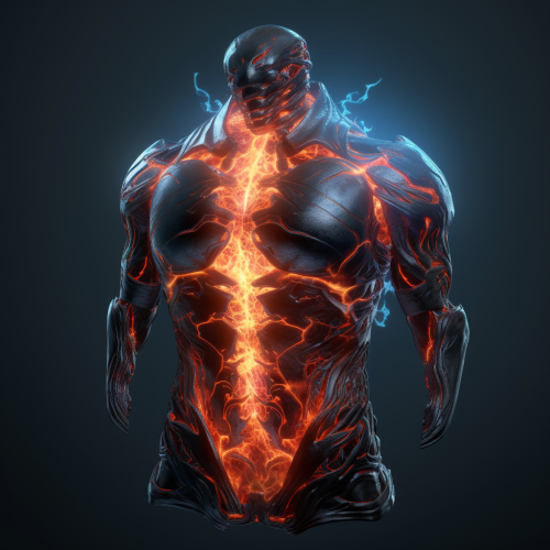 Sci-Fi Torso with Fire and Water Veins
