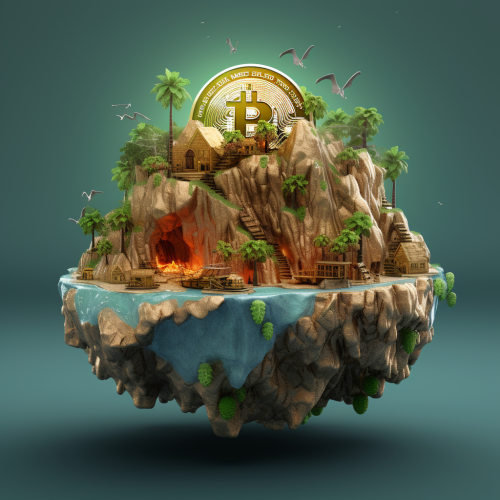 Island bitcoin theme illustration