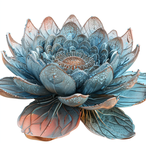 Elegant lace tulle leather psychedelic water lilies