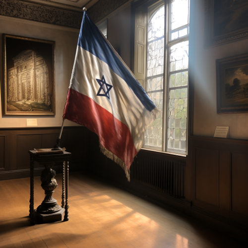 Israeli flag painting in a museum