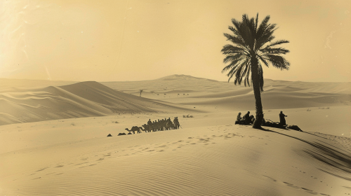 Italian soldiers camp in desert