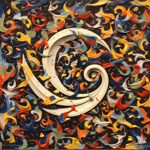 Abstract letter B in Jackson Pollock style