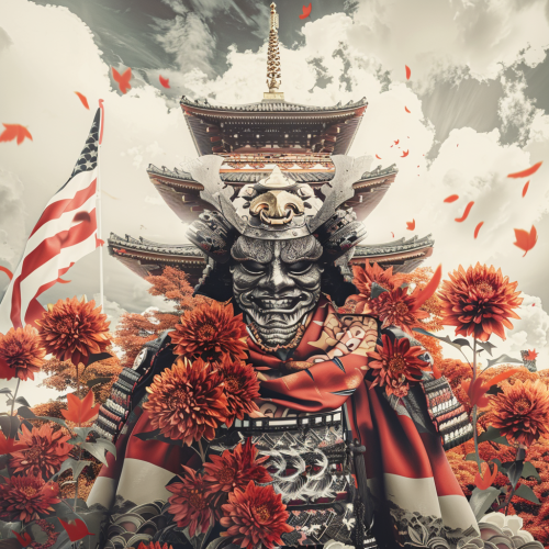 Demon with Chrysanthemum and Flag