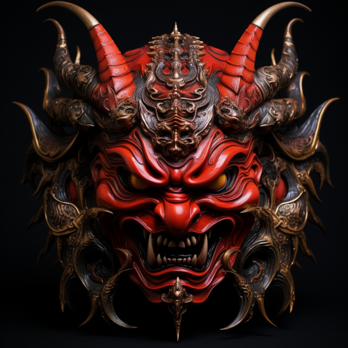 Japanese demon samurai mask art