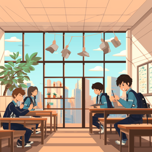 Japanese students at school
